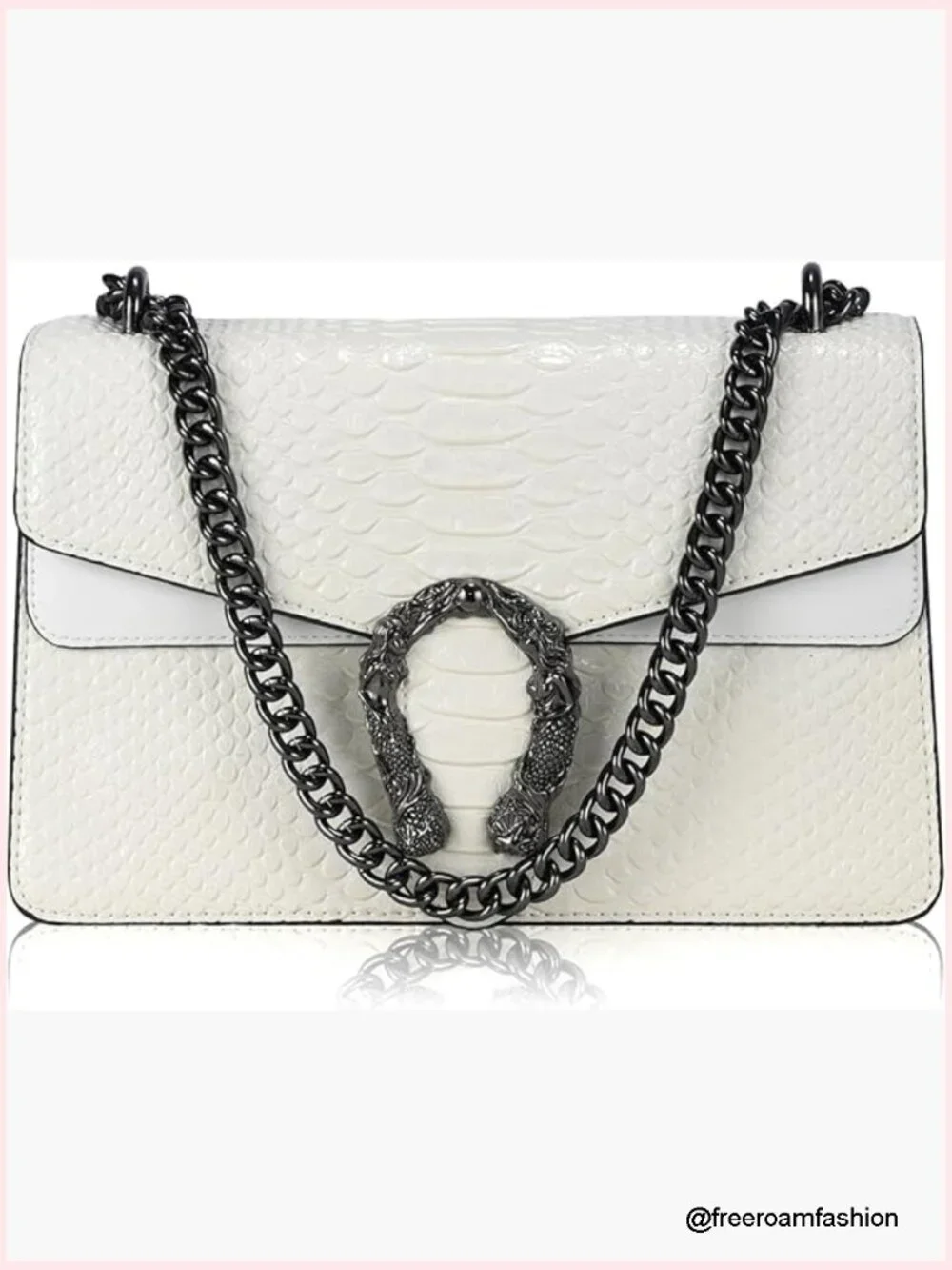 Crossbody Bag and Satchel Purse for Women - Fashion Snake Print Chain Purse PU